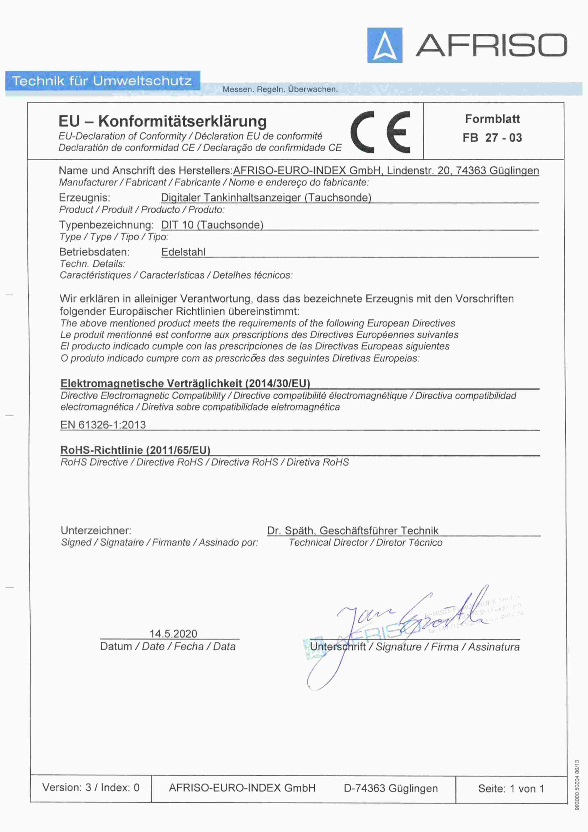 Chứng chỉ CE Marking – Tiêu chuẩn Châu Âu của cảm biến báo mức dầu