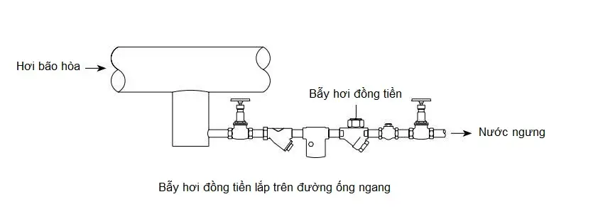 sơ đồ lắp đặt bẫy hơi đồng tiền