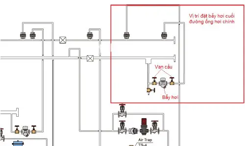 sơ đồ lắp đặt bẫy hơi đồng tiền