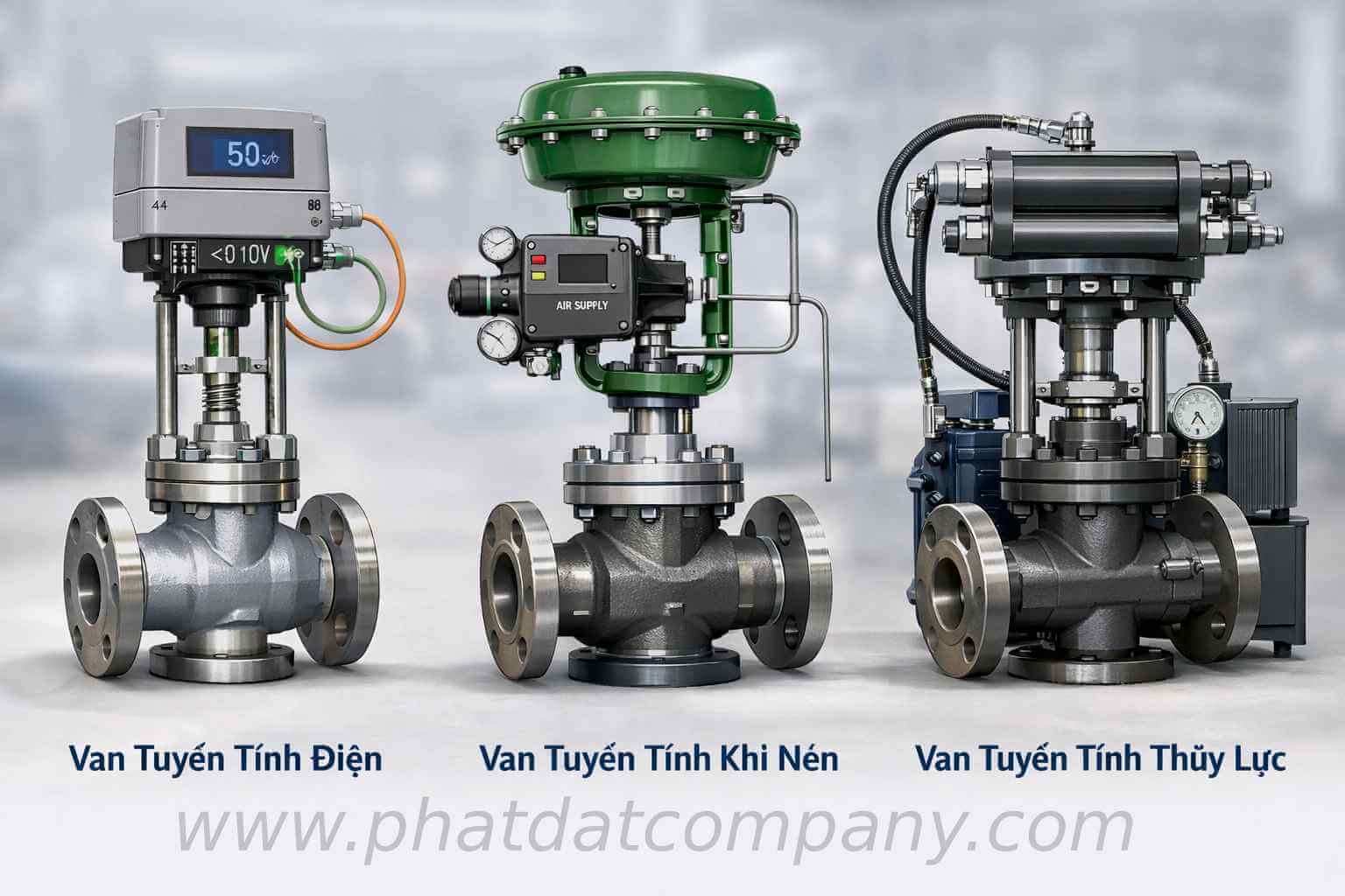 So sánh van tuyến tính điện, van tuyến tính khí nén và van tuyến tính thủy lực trong hệ thống điều khiển công nghiệp